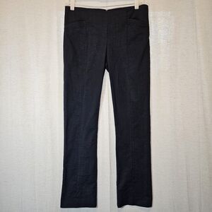 Corey Lynn Calter Slacks Navy Blue Gold Flecks Back Zipper Slit Pockets Size 6